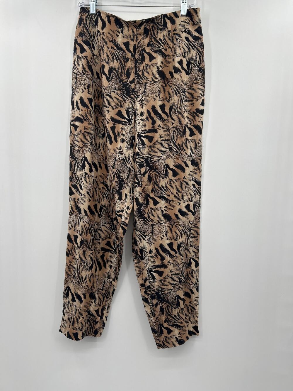 Seta Studio Silk Animal Print Pants 14/44 Leopard Tiger Straight Leg Statement
